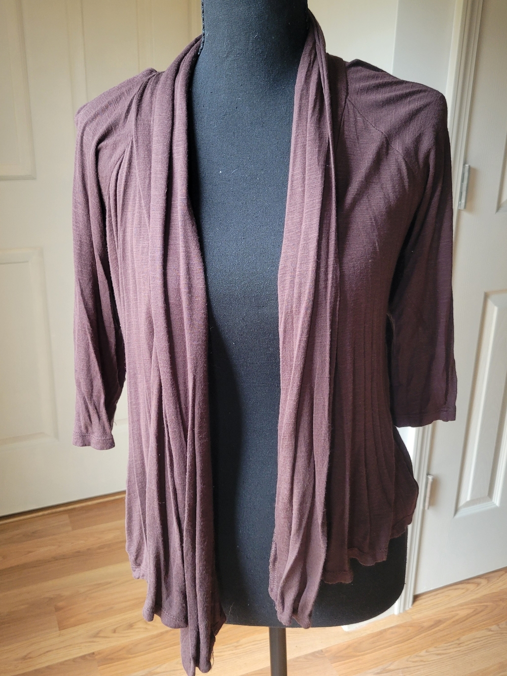 AB Studio Brown Draped Open-Front Cardigan